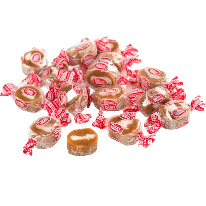Individually wrapped chewy caramel candies with creamy centers, handcrafted in the USA, perfect for snacks and sweets collections including Kitchen & Food and Best Sellers.