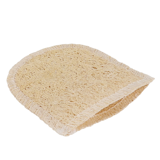 Handcrafted reusable exfoliating face pad made from natural loofah fibers, designed for gentle cleansing and skin renewal; ideal for Health & Wellness, Grooming, and Best Sellers collections.