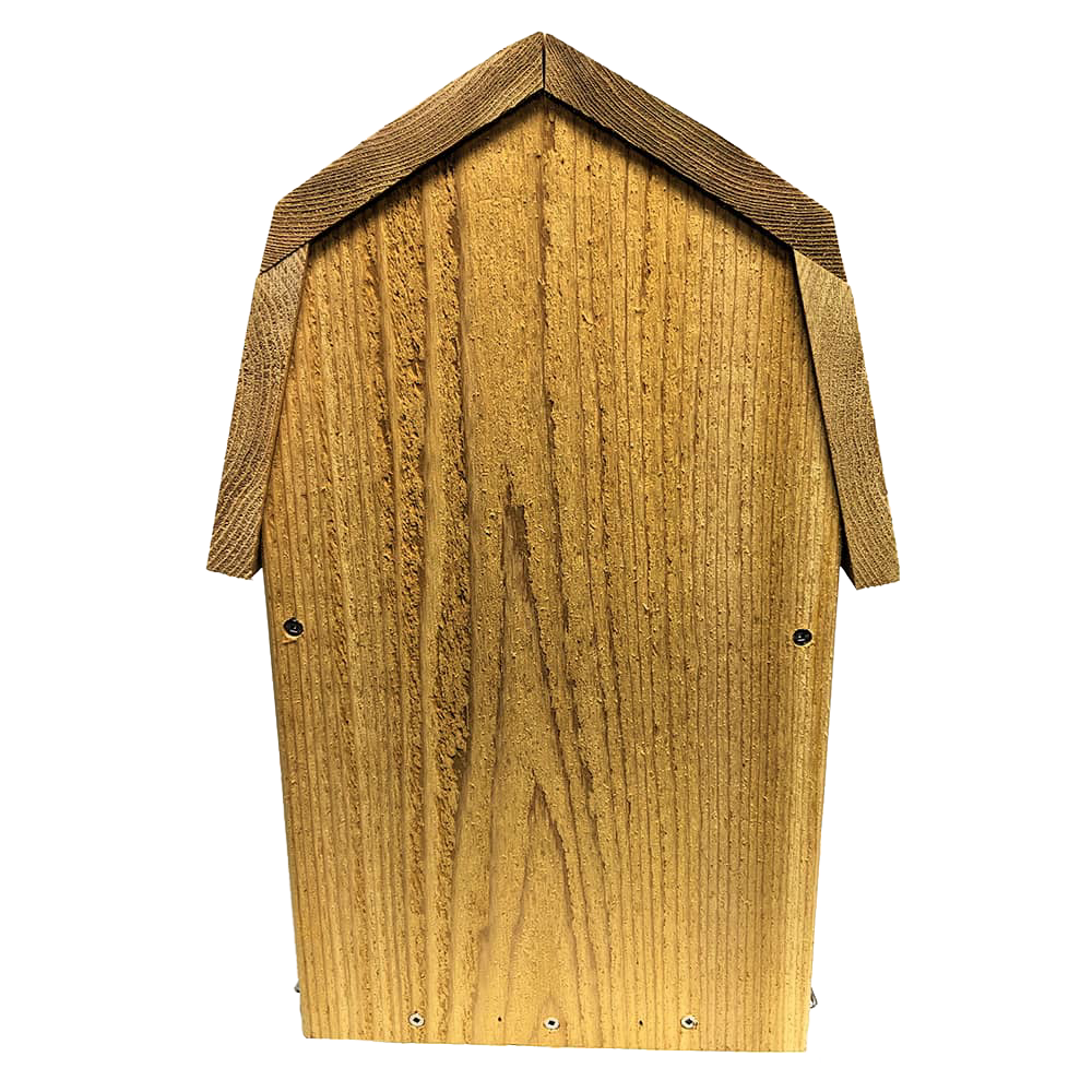 Handcrafted barn owl nesting box made from unfinished kiln-dried cedar with sturdy 3/4-inch thick walls, designed for outdoor use in farm, garden, and USA-made collections.