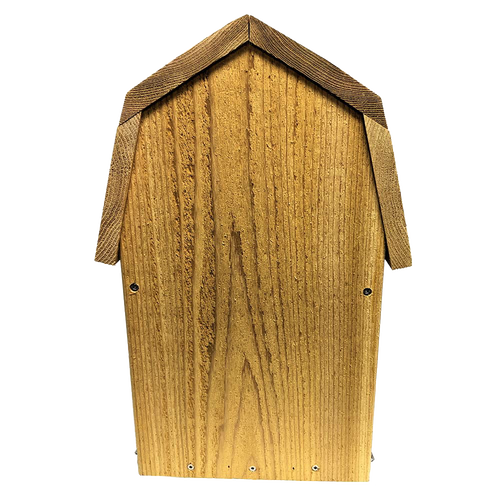 Handcrafted barn owl nesting box made from unfinished kiln-dried cedar with sturdy 3/4-inch thick walls, designed for outdoor use in farm, garden, and USA-made collections.