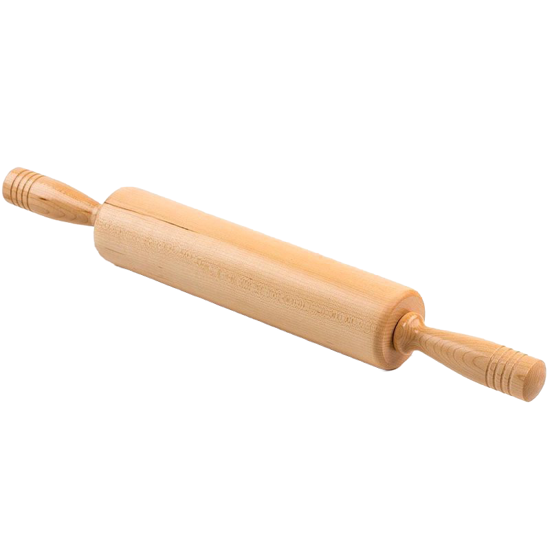 Sturdy handcrafted maple rolling pin with extra-long comfortable handles, made in USA, ideal for Kitchen & Food, Cookware, Baking Supplies, and Best Sellers collections.
