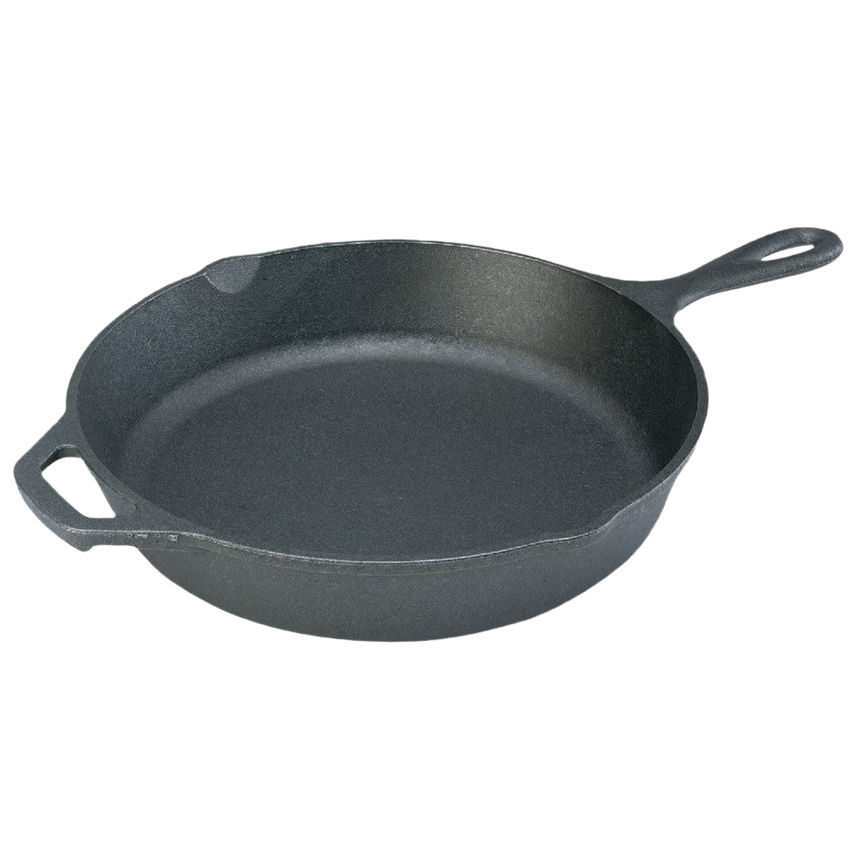 Handcrafted pre-seasoned cast iron skillet with ergonomic handle and helper grip, offering unparalleled heat retention and durability for Kitchen & Food, Cookware, Cast Iron, Best Sellers, and Promo Eligible collections.