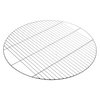 Round chrome plated steel grill grate with three heavy crossbars, designed for use on 24-1/2" fire rings and fire pits; ideal for camping, grilling, and outdoor cooking.