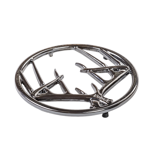 Round metal trivet with antler design in polished finish, featuring sturdy feet to protect surfaces, ideal for Kitchen & Food, Dinnerware, Storage and Serving, Best Sellers, and Promo Eligible collections.