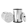 Highly polished stainless steel water filtration system with removable lid and bottom chamber featuring multiple filter element ports, part of appliances and emergency supplies collections.