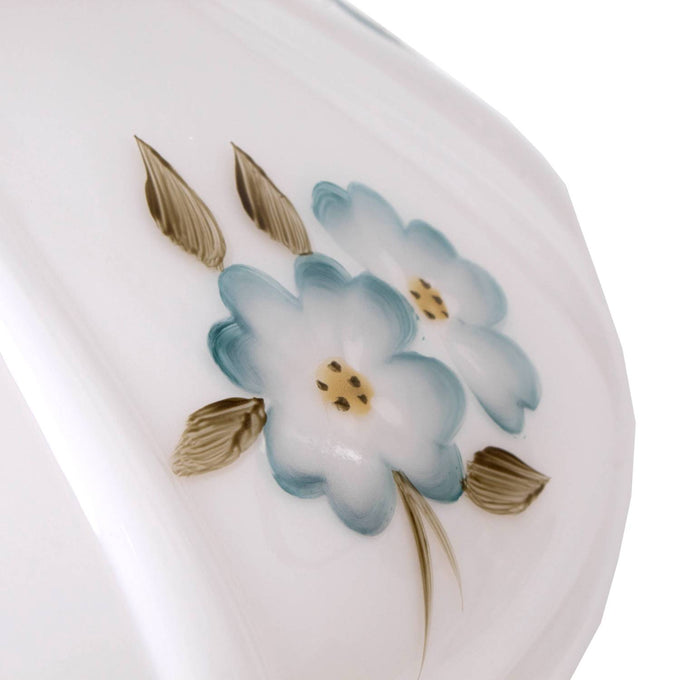 Handcrafted glass oil lamp shade featuring a delicate blue dogwood floral design with brown leaves, part of lamps and lighting, parts and accessories, and best sellers collections.