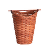 Handwoven maple wood basket with a birch dowel rod for dispensing, designed to hold four standard toilet paper rolls, handcrafted in the USA and featured in Home & Decor and Amish Made collections.