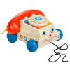 Vintage-style plastic pull-along toy telephone with rotary dial, moving eyes, and cheerful face, ideal for Children's Toys, Indoor Play, and Best Sellers collections.