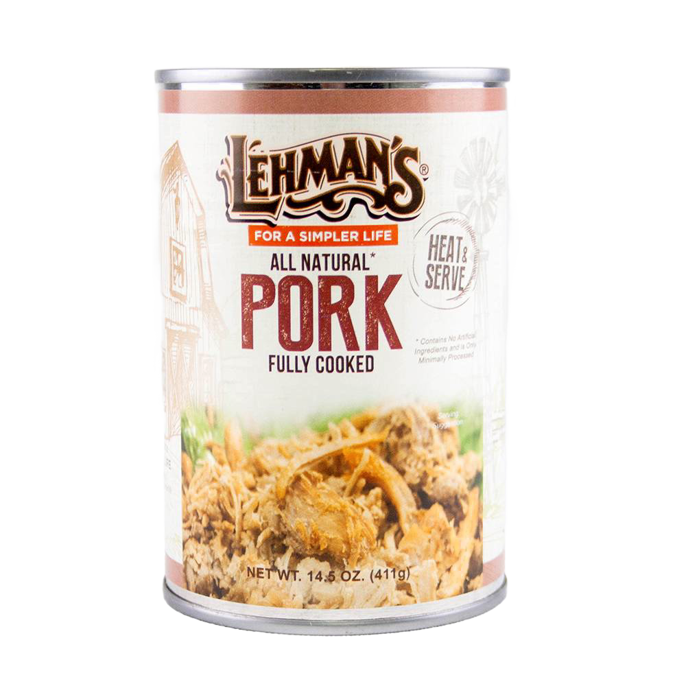 Handcrafted all-natural fully cooked canned pork with simple, minimally processed ingredients, ready to heat and serve, ideal for Farm, Garden & Tool, Kitchen & Food, Emergency Supplies, Food, Meats, Best Sellers, and Promo Eligible collections.