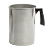 Seamless stainless steel melting pot with easy-grip black handle and pour spout, designed for candlemaking, part of Candles and Candlemaking, Supplies, and Best Sellers collections.