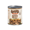 Metal can of handcrafted fully cooked all natural shredded beef with rustic barn illustrations, ideal for Farm, Garden & Tool, Kitchen & Food, Emergency Supplies, Food, Meats, and Best Sellers collections.