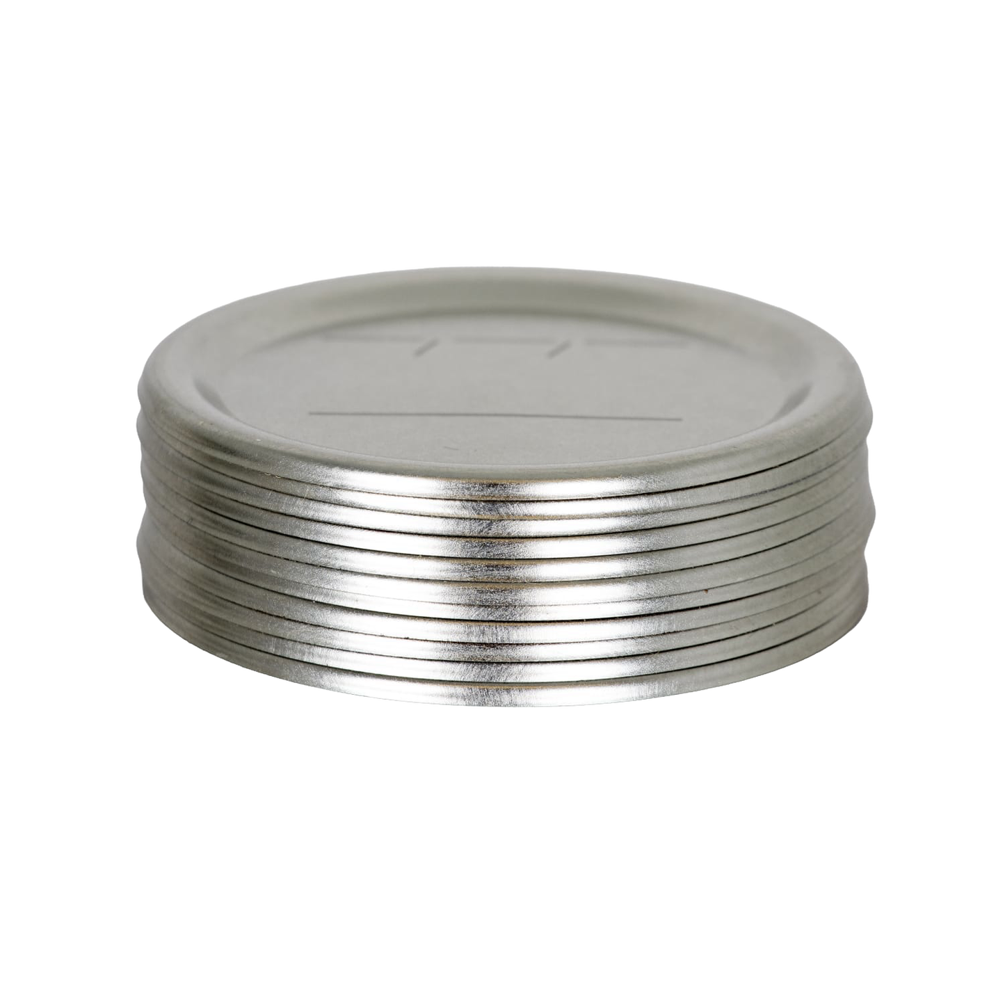 Stack of silver-colored regular-mouth canning jar bands with BPA-free sealing compound, essential for kitchen food preservation in canning and food storage collections.