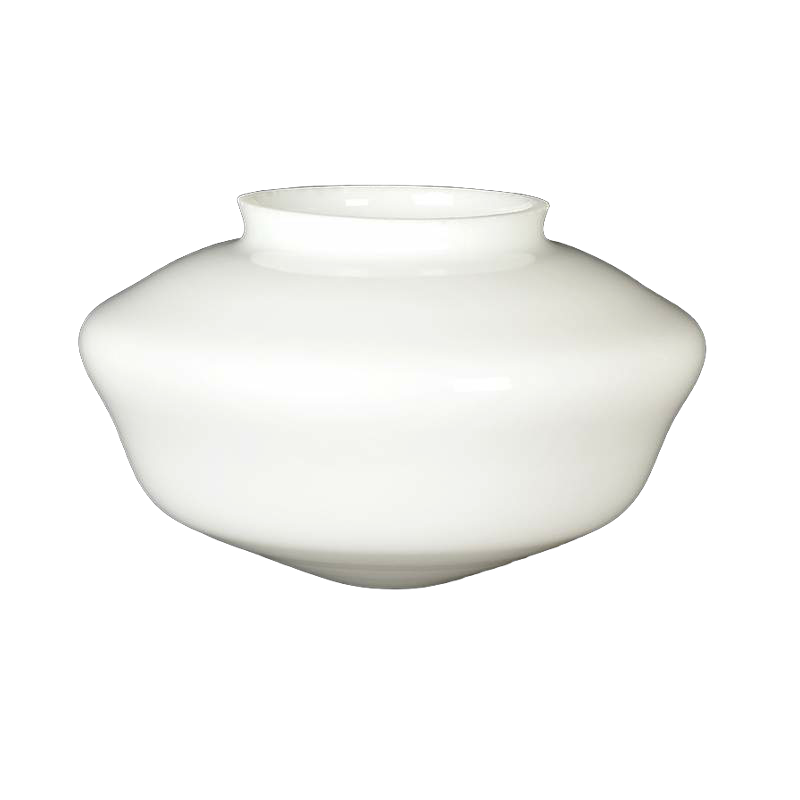 White opaline glass pendant light shade with a classic schoolhouse silhouette, handcrafted and suitable for Lamps & Lighting and Lamp Shades collections.