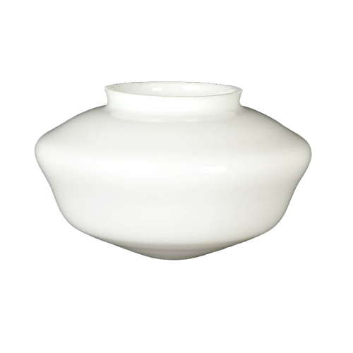 White opaline glass pendant light shade with a classic schoolhouse silhouette, handcrafted and suitable for Lamps & Lighting and Lamp Shades collections.
