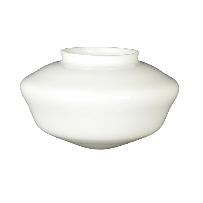 White opaline glass pendant light shade with a classic schoolhouse silhouette, handcrafted and suitable for Lamps & Lighting and Lamp Shades collections.