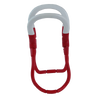 Red and white one-handed jar lifter with rounded ABS handles and spring-loaded mechanism, designed for safe lifting of hot canning jars, perfect for Kitchen & Food and Canning Accessories collections.