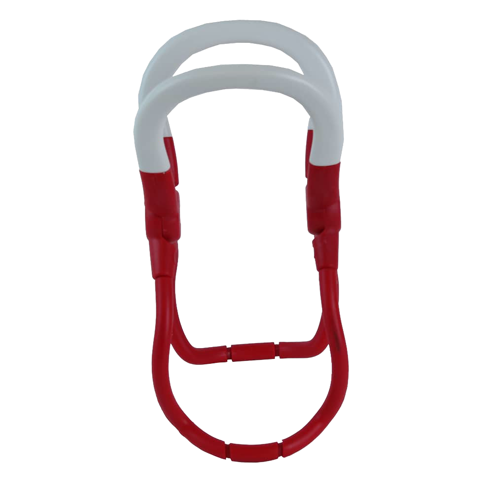 Red and white one-handed jar lifter with rounded ABS handles and spring-loaded mechanism, designed for safe lifting of hot canning jars, perfect for Kitchen & Food and Canning Accessories collections.