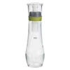 Clear glass oil spray bottle with a green silicone band and transparent lid, designed for even oil distribution, ideal for Kitchen & Food, Cookware, and Baking Supplies collections.