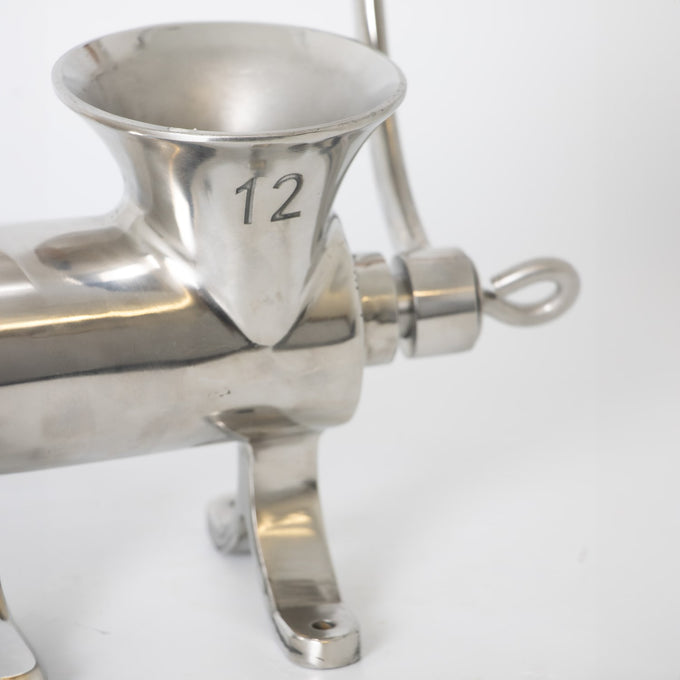 Polished stainless steel meat grinder size 12 hopper and mounting bracket, handcrafted for Kitchen & Food, Specialty Equipment, Butchering Supplies, Best Sellers, Promo Eligible collections.