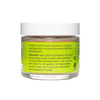 Clear jar of handcrafted tooth powder for sensitive teeth with label detailing soothing, numbing action and directions, featured in Health & Wellness and USA Made collections.