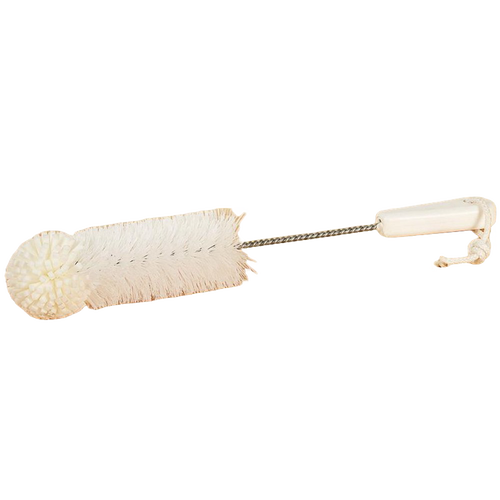 White foam tip cleaning brush with flexible wire handle and hanging loop, designed for gentle cleaning of jars, bottles, and travel mugs, made in USA, ideal for Home & Decor and Household Cleaning collections.