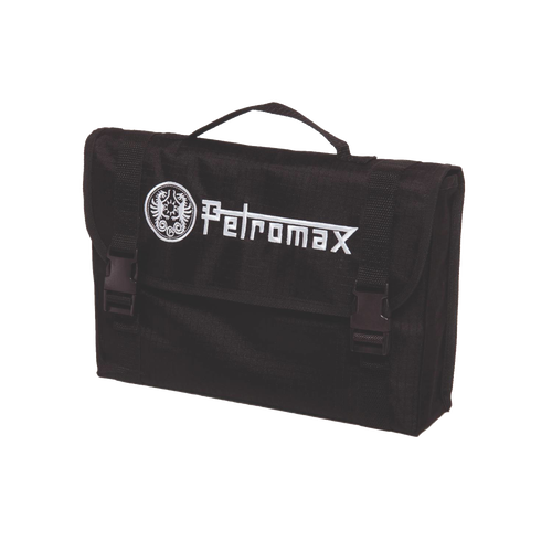 Compact black carrying case with secure buckle closures and handle, featuring a white embroidered logo, designed for convenient storage and transport in Farm, Garden & Tool, Camping, Emergency Supplies, Best Sellers, and Promo Eligible collections.