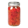 Clear wide-mouth quart jar filled with preserved red peppers sealed with a metal lid, perfect for kitchen canning, food preservation, and craft projects in USA Made collections