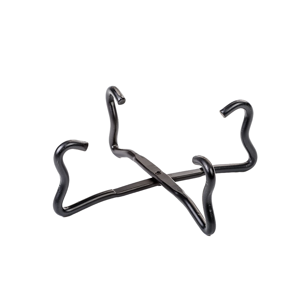 Multi-use black steel camp tool designed to lift and support Dutch oven lids, double as a trivet, and extend cooking surface, featured in Farm, Garden & Tool and Camping collections.