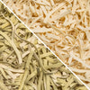 Close-up of handcrafted gluten-free homestyle noodles in natural beige and green hues, made in the USA, part of Kitchen & Food, Gluten Free, Pantry, and Best Sellers collections.