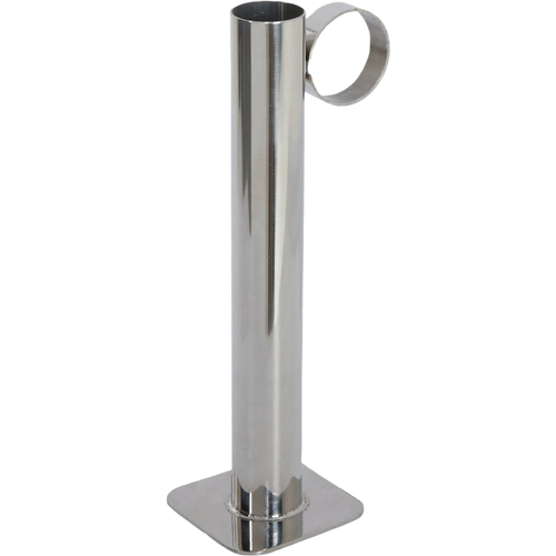 Stainless steel test cup with a cylindrical body and flat base, featuring a circular handle, designed for use with hydrometers in maple syrup and orchard supplies.