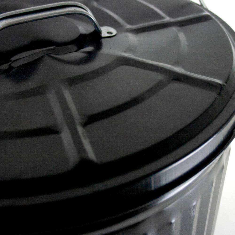 Handcrafted black painted steel ash pail lid with strong metal bail handle, designed for secure lifting and ash removal, featured in Stoves, Hearth Accessories, Best Sellers, and Promo Eligible collections.