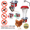 Vermin-proof chicken feeder with weight-activated door blocking pests like rats and large birds, large 8 lbs capacity, weatherproof design, includes hanging bracket and chain, ideal for Farm, Garden & Tool and Animal Care collections.