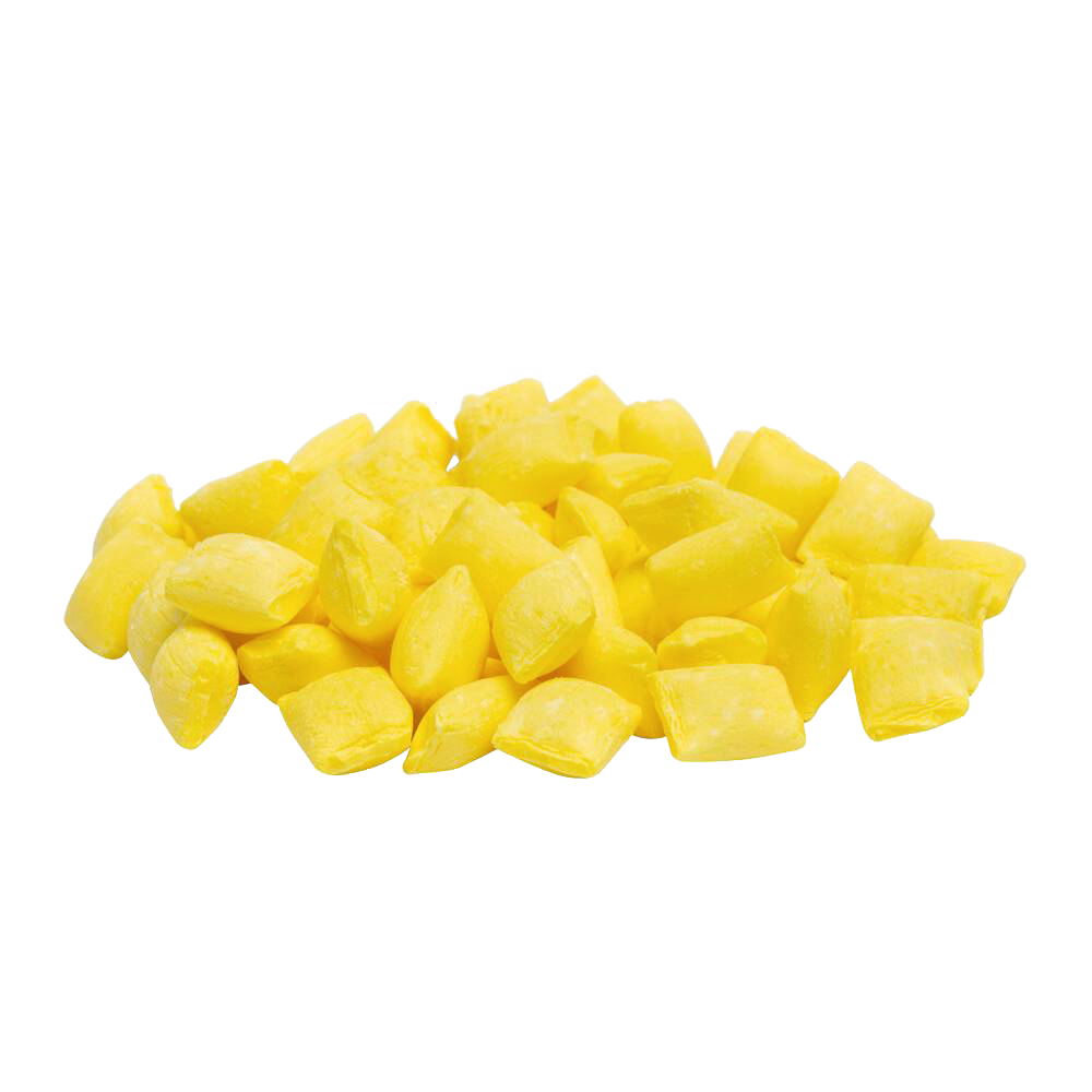 Pile of smooth, buttery yellow buttermint candies with a sweet mint flavor, handcrafted in the USA, featured in Kitchen & Food, Snacks and Sweets, Candy, USA Made, and Best Sellers collections.