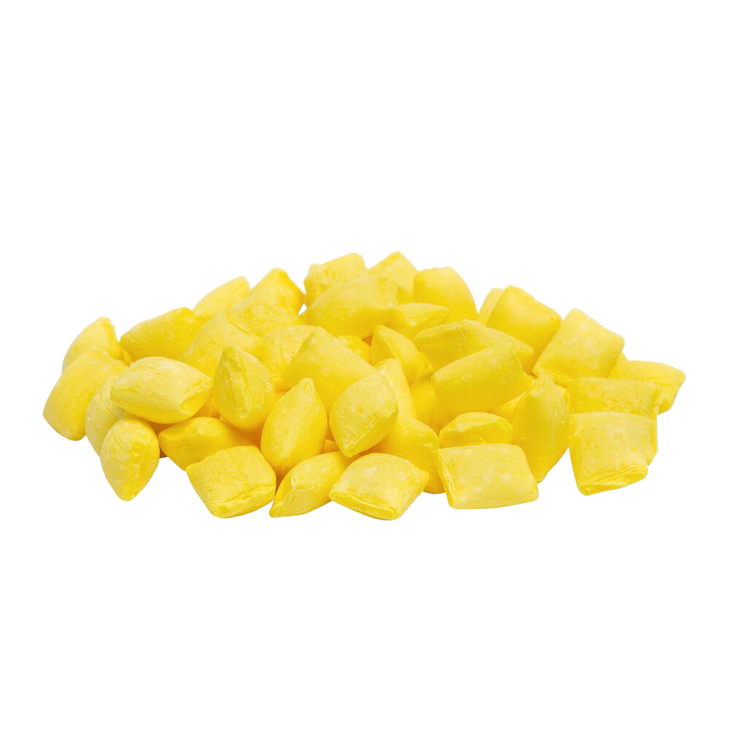 Pile of smooth, buttery yellow buttermint candies with a sweet mint flavor, handcrafted in the USA, featured in Kitchen & Food, Snacks and Sweets, Candy, USA Made, and Best Sellers collections.