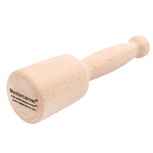 Handcrafted natural hardwood mallet with a bell-shaped head and smooth turned handle, designed for comfort and precision in carving, featured in Farm, Garden & Tool collections.