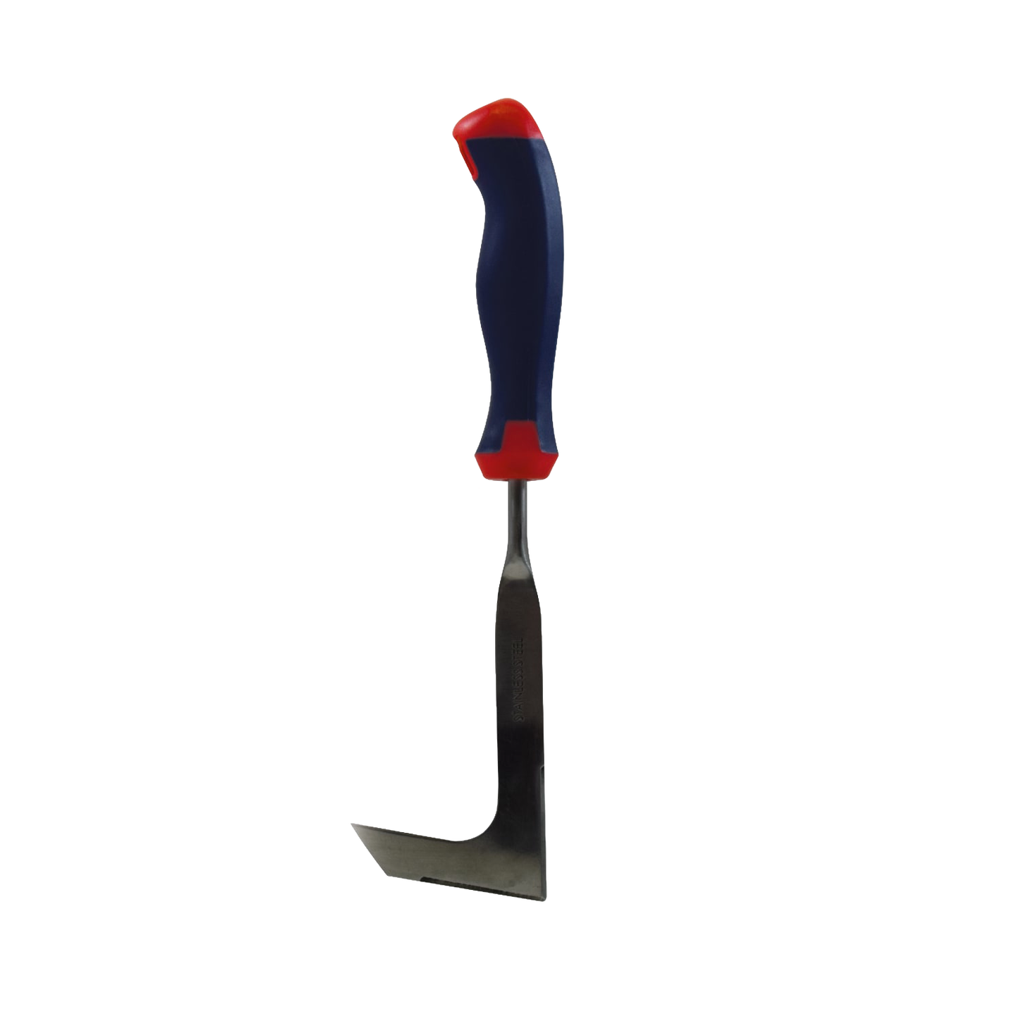 Slim stainless steel patio knife with blue and red bi-material contoured handle, designed for moss removal between pavers, featured in Farm, Garden & Tool, Garden Accessories, and Lawncare collections.