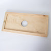 Handmade Amish crafted wooden hive inner cover with a 2-3/4 inch center ventilation hole, designed for moisture control and airflow, part of USA made beekeeping supplies.