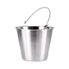 Brushed stainless steel pail with molded bail ears, seamless design preventing leaks and buildup, ideal for Farm, Garden & Tool, Animal Care, Best Sellers, and Promo Eligible collections.