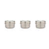 Set of three airtight stainless steel condiment containers with silicone gaskets and secure lids, designed for reusable kitchen storage and food serving needs.