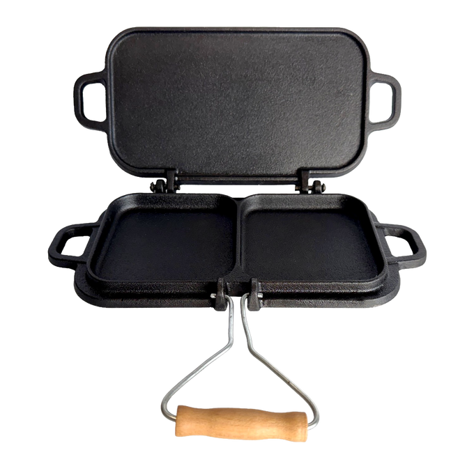 Lehman's Kitchen Compact Cast Iron Flip Griddle & Sandwich Press