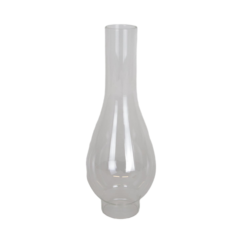 Clear glass oil lamp chimney with 2-inch base, designed as a replacement part for various lamps, featured in Lamps & Lighting, Parts and Accessories, Chimneys and Globes, and Best Sellers collections.