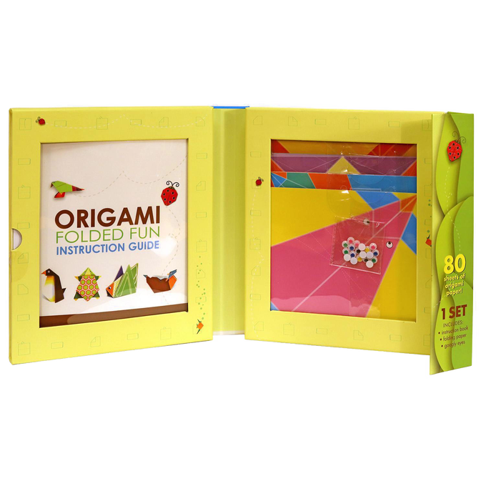 Open origami kit featuring a colorful instruction guide and 80 sheets of vibrant folding paper, perfect for children's arts and crafts in Toys, Books & Games and Best Sellers collections.