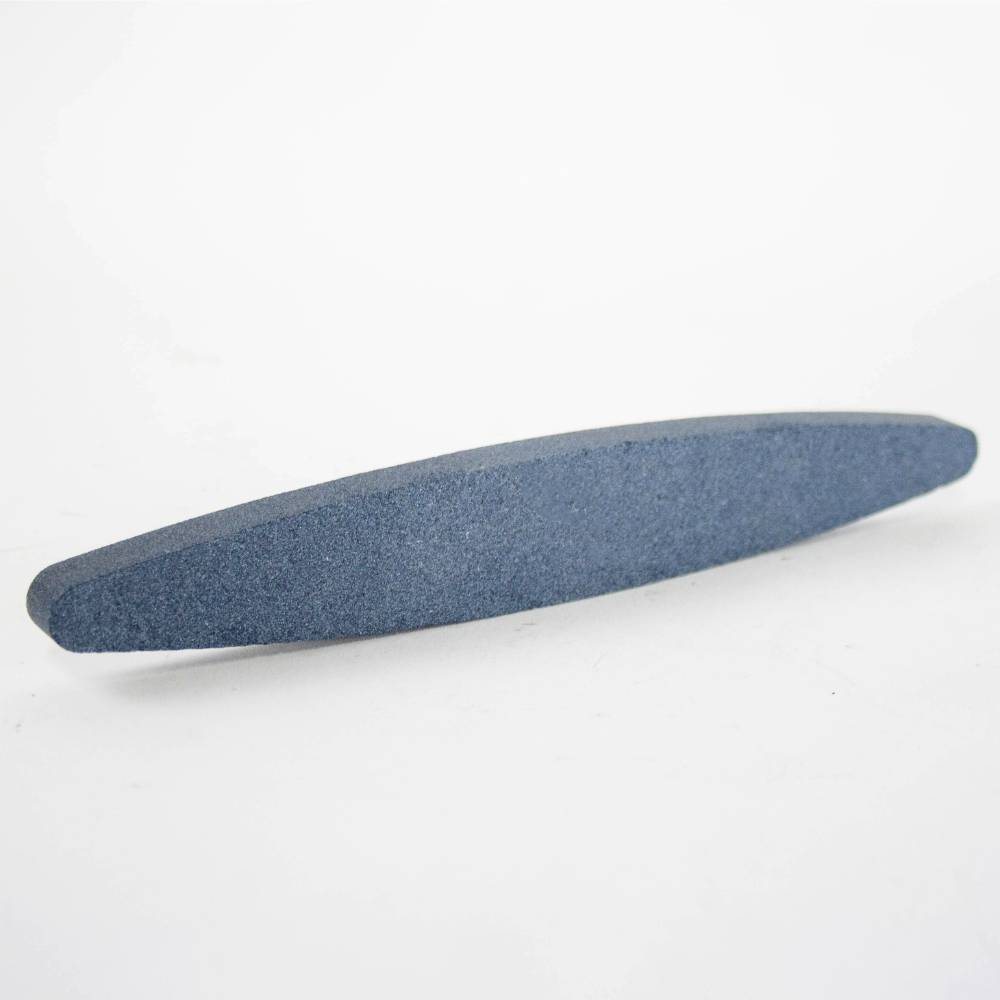 Elliptical-shaped 150 grit silicon carbide whetstone for sharpening scythes, shears, and garden tools, featured in Farm, Garden & Tool and Lawncare collections.