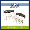 Set of two stainless steel meat claws with black ergonomic handles, designed for easy shredding of hot meats, featured in Kitchen & Food, Kitchen Gadgets, and Best Sellers collections.