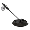 Cast iron Dutch oven lid being lifted by a black metal lid lifter with a coiled handle, designed for safe and comfortable use, featured in Farm, Garden & Tool, Camping, Best Sellers, and Promo Eligible collections.