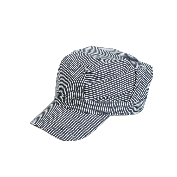 Classic blue-striped 100% cotton cap inspired by vintage railroad hats, handcrafted and designed to keep you cool and protected, featured in clothing, health & wellness, and best sellers collections.