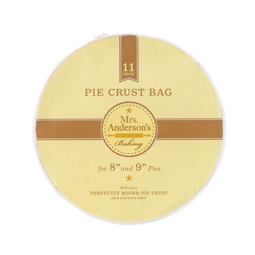 Clear round plastic bag labeled for rolling out 8 to 9-inch pie crusts, featuring a beige and brown design, ideal for Kitchen & Food, Cookware, Baking Supplies, Best Sellers, and Promo Eligible collections.