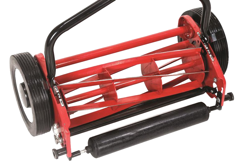 Handcrafted Mascot silent cut reel mower featuring six heat-treated tempered blades, an ergonomic virtually unbreakable handle, and durable wheels, ideal for Farm, Garden & Tool, Lawncare, Best Sellers, and Promo Eligible collections.