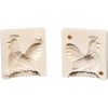 Two-piece handcrafted hardwood butter mold featuring a detailed rooster design, naturally finished and ideal for Kitchen & Food, Specialty Equipment, Making Butter, Best Sellers, and Promo Eligible collections.