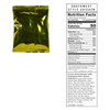 Gold metallic vacuum-sealed pouch of emergency freeze-dried meat with a detailed nutritional facts label showing serving size and ingredients, suitable for long-term food storage and emergency preparedness in Farm, Garden & Tool, Kitchen & Food, Emergency Supplies, and Freeze Dried collections.